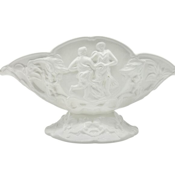 Antique Alcabaca Portugal Planter Centerpiece Fruit Bowl White Ceramic 17x8x6.5 - Picture 4 of 11